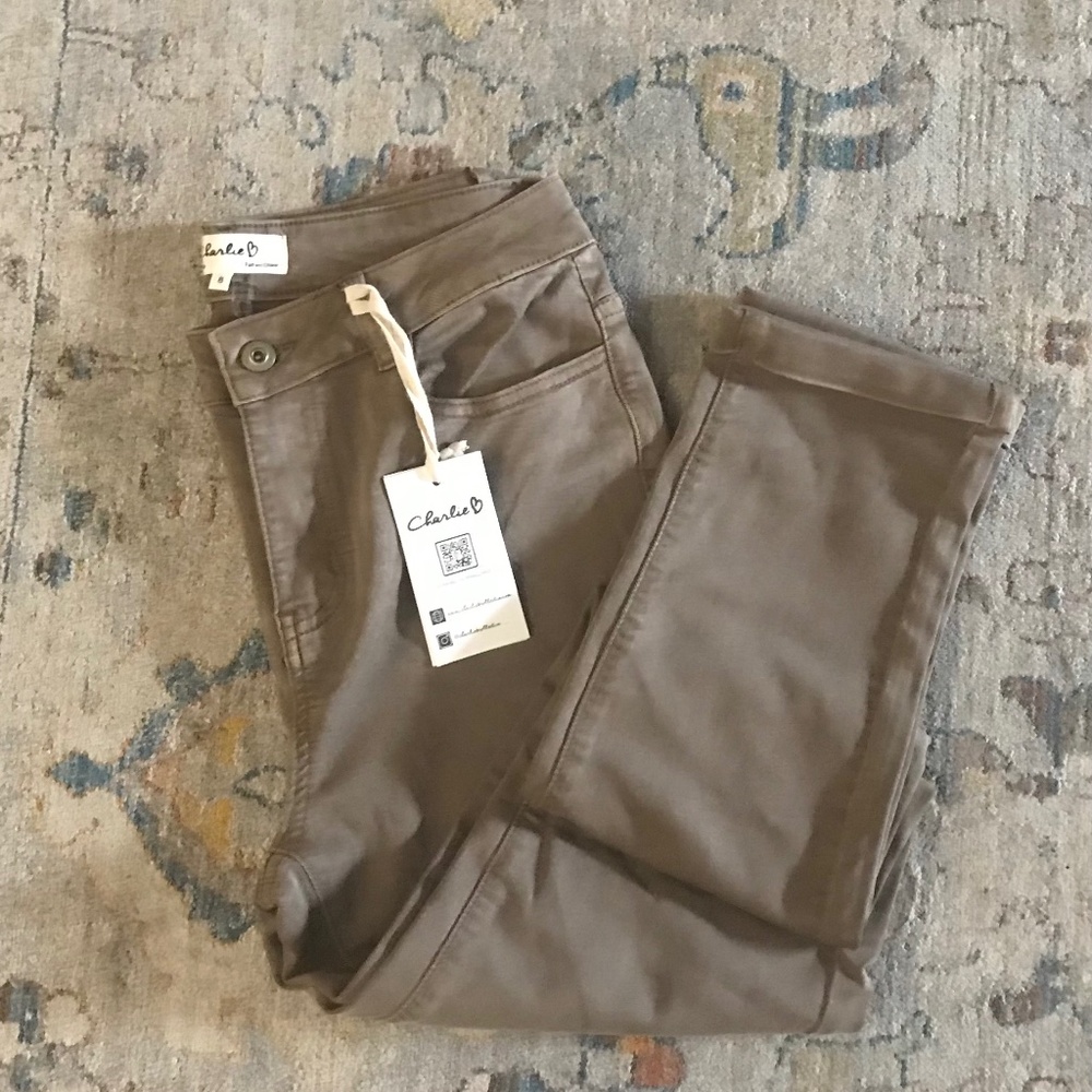Charlie B Jeans Truffle Brown Size 8 Folded Hem NEW with tags